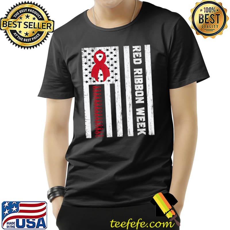 Red Ribbon Week American Flag Vintage Distressed 2021 T Shirt Unisex Red Ribbon Week American Flag Vintage Distressed 2021 T Shirt Unisex