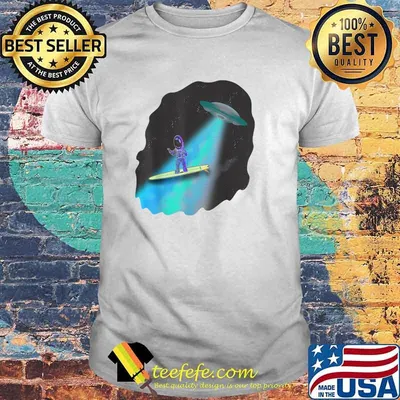 Retro Funny Space Surfing Astronaut Rides Alien Tractor Beam T-Shirt