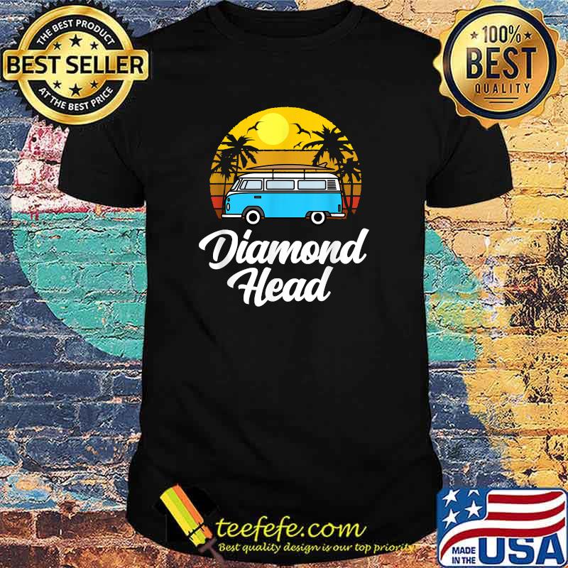 Retro Van Life Diamond Head Vintage Sunset 70s Surfer Dark T-Shirt