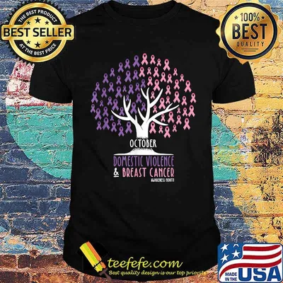 Ribbon Tree October Breast Cancer And Domestic Violence Awareness T-Shirt