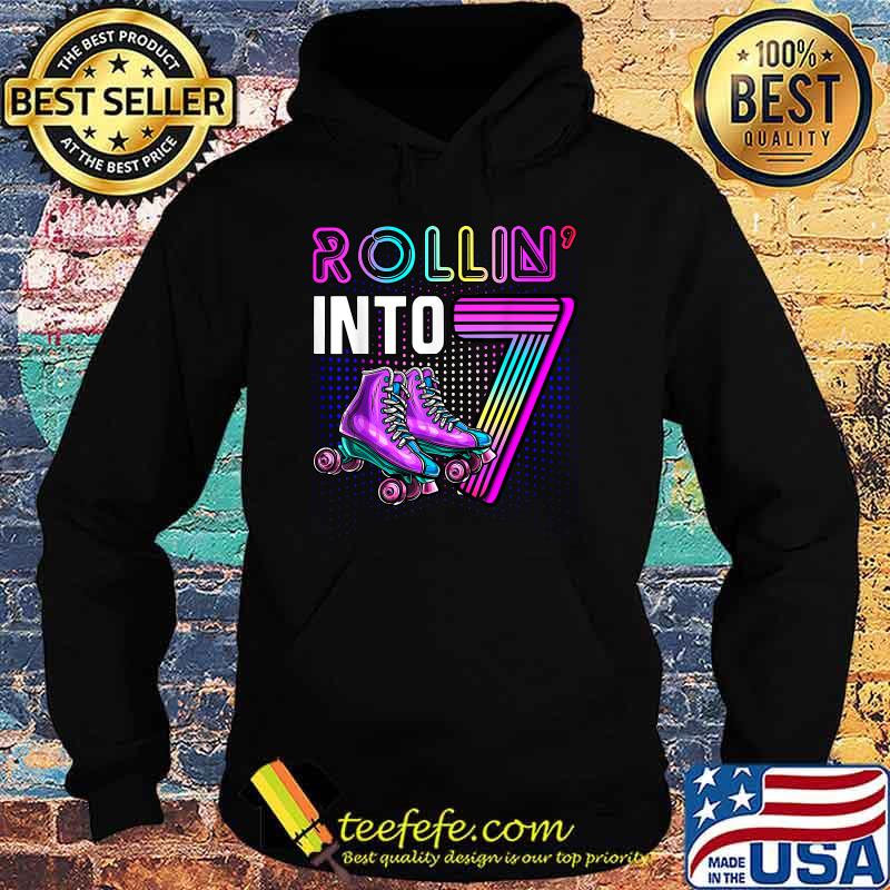 Rollin' into 7 Roller Skating Rink 7th Birthday Party Girls T-Shirt Hoodie Rollin' into 7 Roller Skating Rink 7th Birthday Party Girls T-Shirt Hoodie