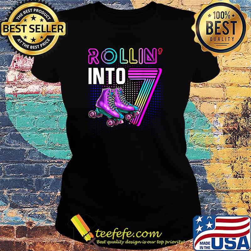 Rollin' into 7 Roller Skating Rink 7th Birthday Party Girls T-Shirt Ladies tee Rollin' into 7 Roller Skating Rink 7th Birthday Party Girls T-Shirt Ladies tee