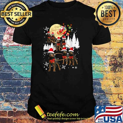 Rottweiler Funny Reindeer Christmas Moon Santa Dog T-Shirt