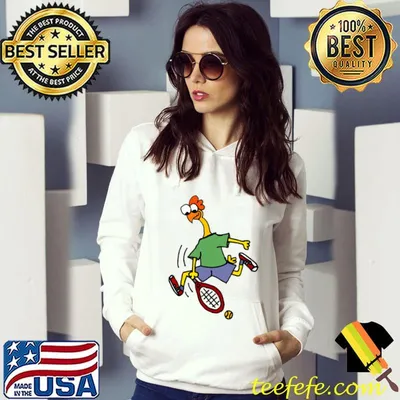 Rubber Chicken Playing Tennis Sports Cartoon T-Shirt