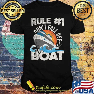 Rule 1 Don't Fall Off The Boat - Cruise Cruising Vintage sunset T-Shirt