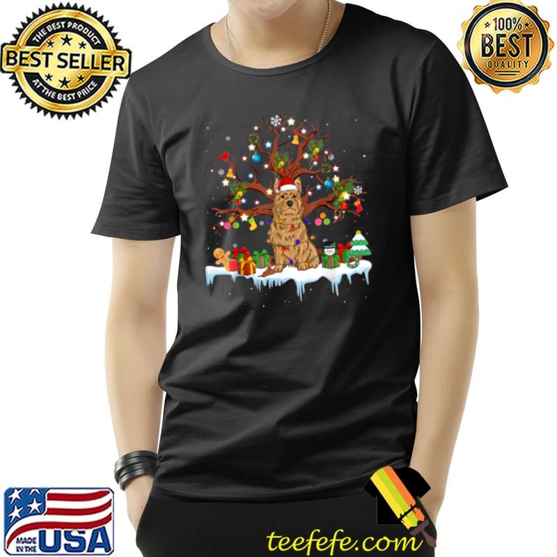 Santa Australian Terrier Dog Wearing Christmas Hat Tree Ligh T Shirt Unisex Santa Australian Terrier Dog Wearing Christmas Hat Tree Ligh T Shirt Unisex