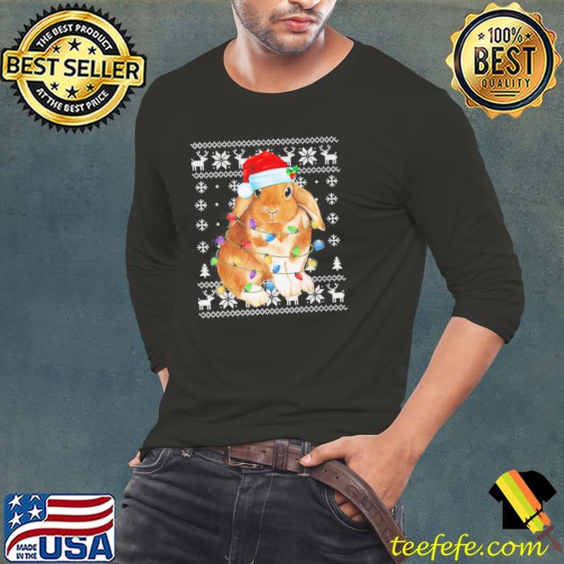 Santa Christmas Rabbit Shirt Long Sleeve Tee Santa Christmas Rabbit Shirt Long Sleeve Tee