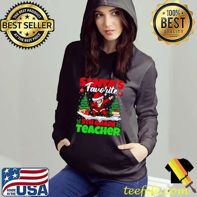 Santa Dabbing Santa's Favorite 5th Grade Teacher Christmas T-Shirt
