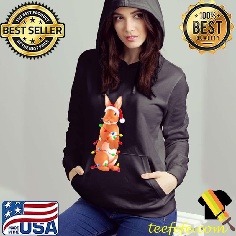 Santa Rabbit Christmas Colorful Light Bulbs Shirt