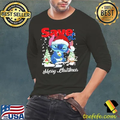 Save Stitch Snowman Merry Christmas Tree Shirt