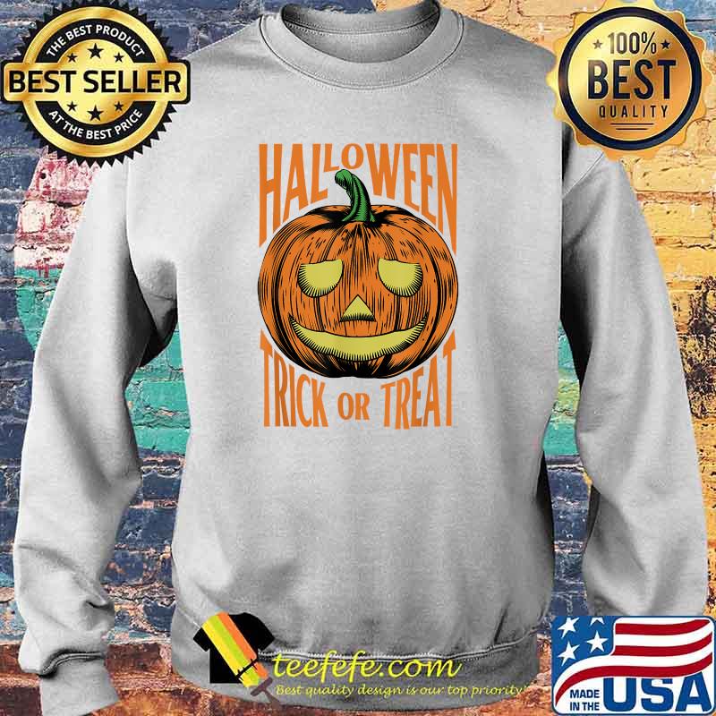 Scary Halloween Trick or treat Pumpkin engraved T-Shirt Sweater Scary Halloween Trick or treat Pumpkin engraved T-Shirt Sweater