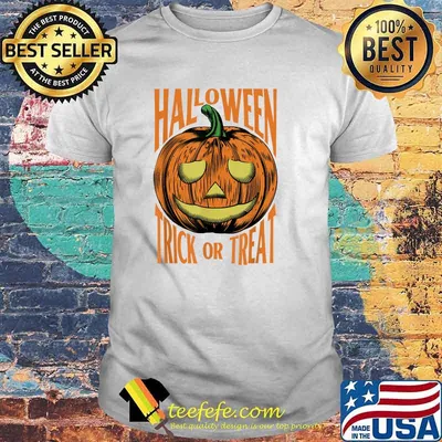 Scary Halloween Trick or treat Pumpkin engraved T-Shirt