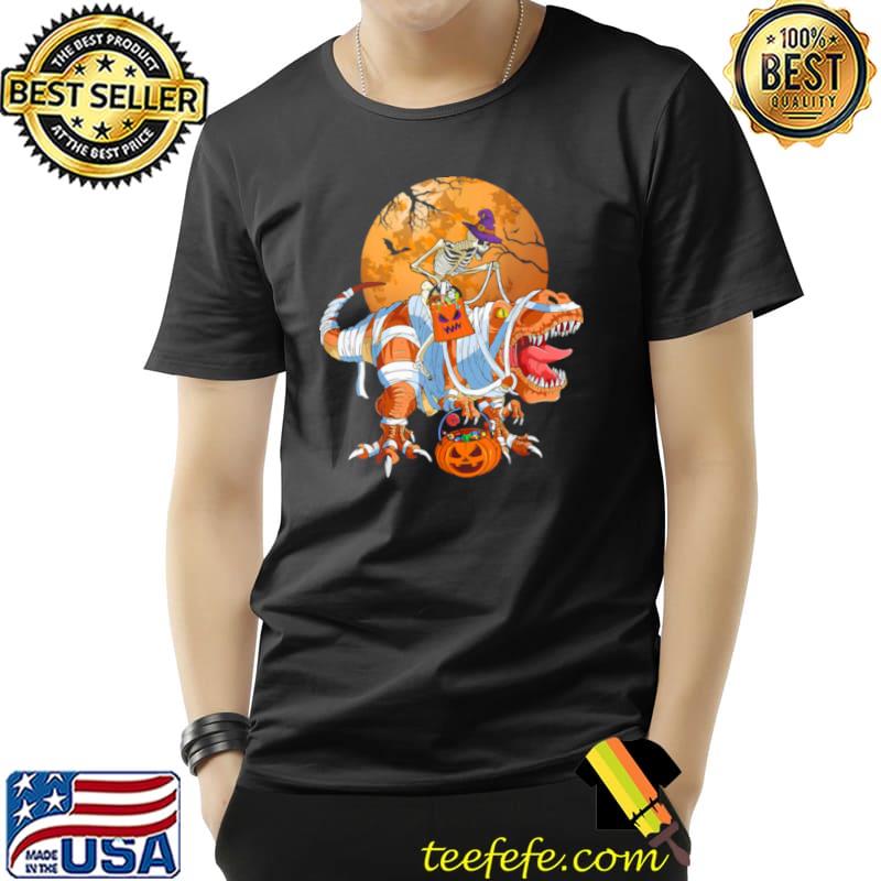 Scary Skeleton Riding T Rex Halloween Boys Pumpkin Dinosaur Blood Moon Shirt Unisex Scary Skeleton Riding T Rex Halloween Boys Pumpkin Dinosaur Blood Moon Shirt Unisex