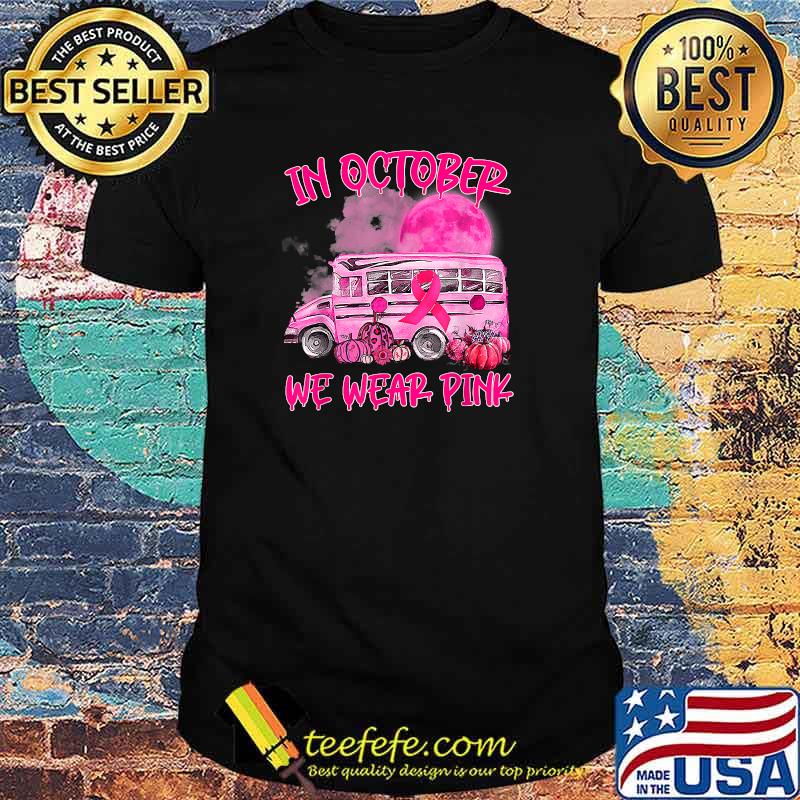 School Bus Driver Leopard Breast Cancer Awareness Month T-Shirt