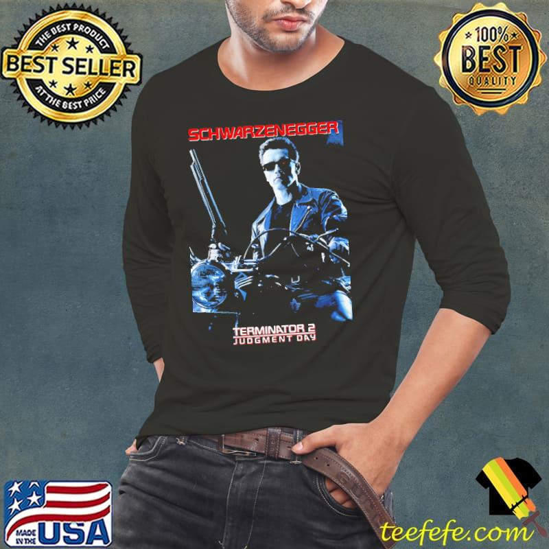 Schwarzenegger Terminator Judgment Day Poster Shirt Long Sleeve Tee Schwarzenegger Terminator Judgment Day Poster Shirt Long Sleeve Tee