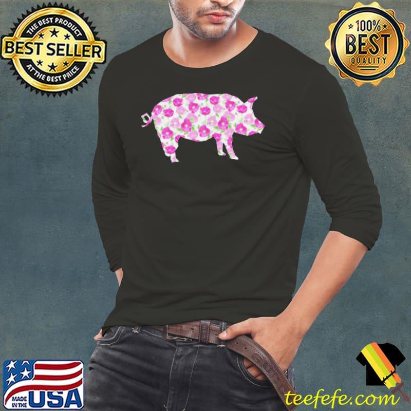 Schwein mit Blumenmuster Shirt Long Sleeve Tee Schwein mit Blumenmuster Shirt Long Sleeve Tee