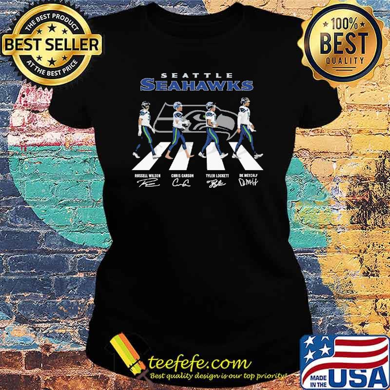 Seattle Seahawks Russell Wilson Chris Carson Tyler Lockett Dk Metcalf Signature Shirt Ladies tee Seattle Seahawks Russell Wilson Chris Carson Tyler Lockett Dk Metcalf Signature Shirt Ladies tee
