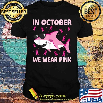 Shark In October We Wear Pink Breast Cancer Kids Boy Toddler T-Shirt