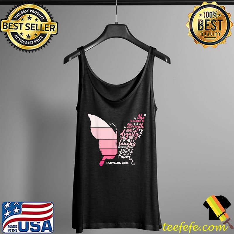 She is Clothed in Strength and Dignity, Breast Canncer T-Shirt Tank Top She is Clothed in Strength and Dignity, Breast Canncer T-Shirt Tank Top