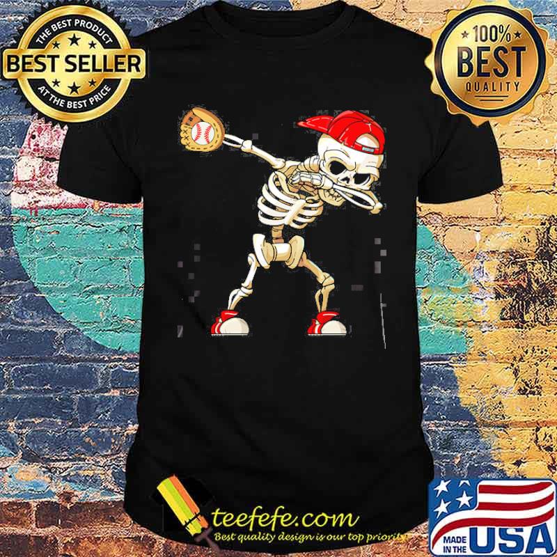 Skeleton dabbing baseball shirt