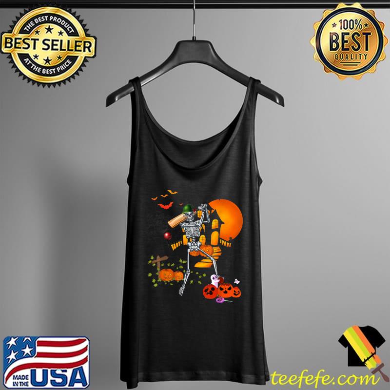 Skeleton Playing Cricket Sport Lover Scary Halloween Costume T-Shirt Tank Top Skeleton Playing Cricket Sport Lover Scary Halloween Costume T-Shirt Tank Top