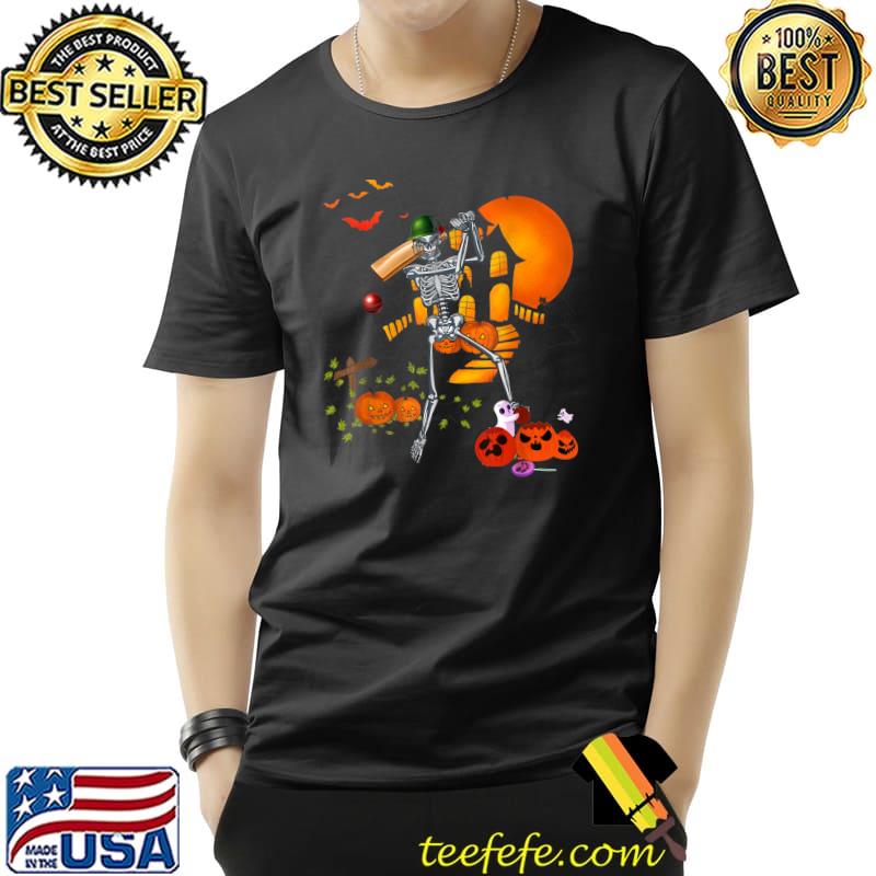 Skeleton Playing Cricket Sport Lover Scary Halloween Costume T-Shirt Unisex Skeleton Playing Cricket Sport Lover Scary Halloween Costume T-Shirt Unisex