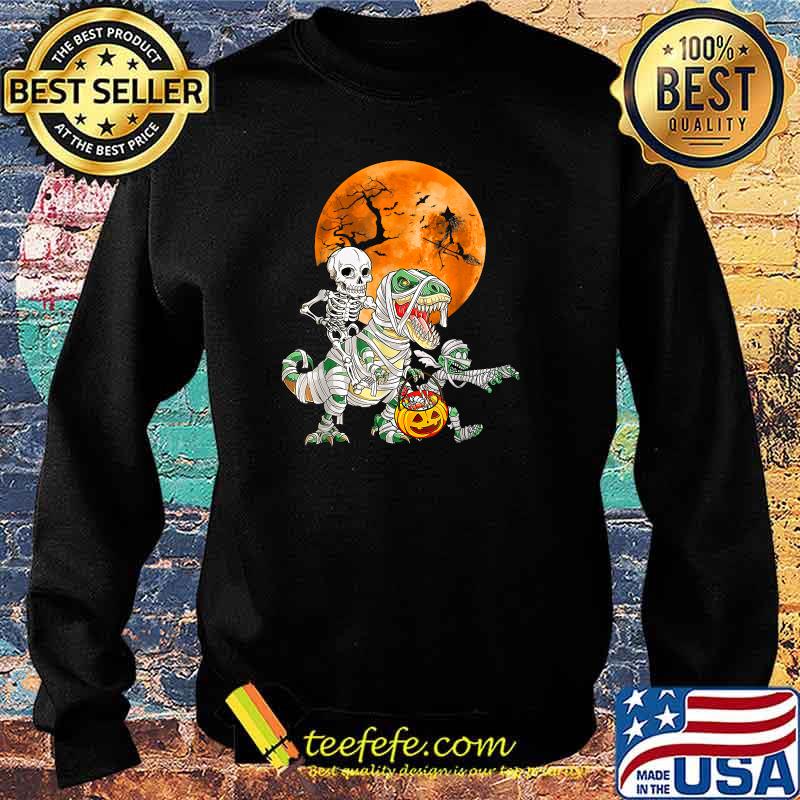 Skeleton Riding Mummy Dinosaur T rex Halloween Funny Pumpkin T-Shirt Sweater Skeleton Riding Mummy Dinosaur T rex Halloween Funny Pumpkin T-Shirt Sweater