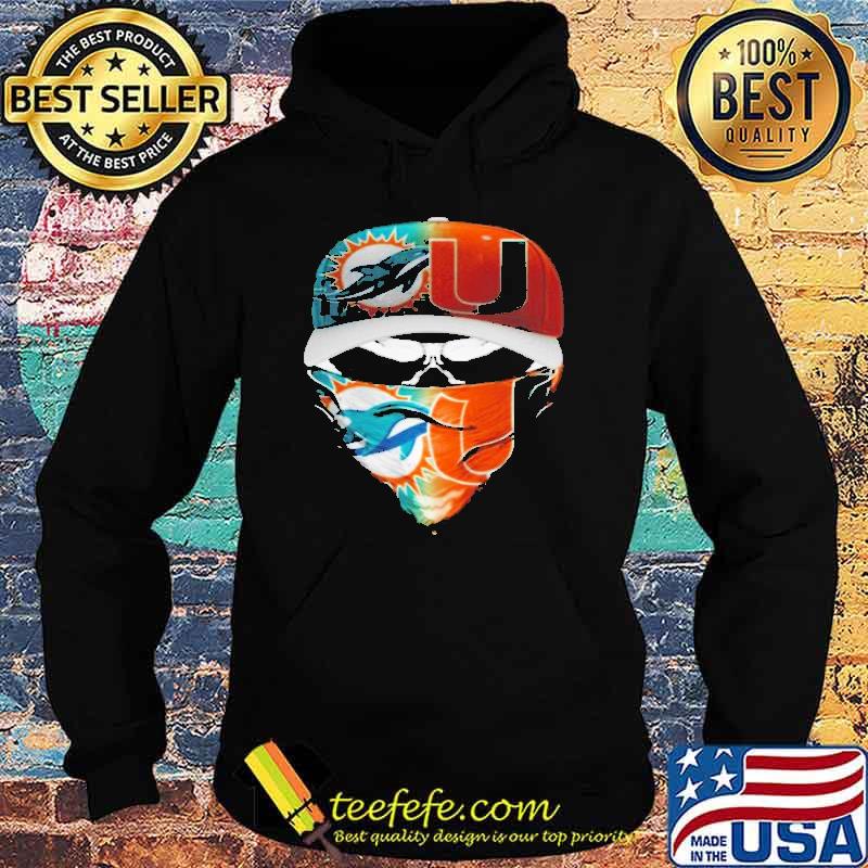 Skull Miami Dolphins and Miami Hurricanes s Hoodie Skull Miami Dolphins and Miami Hurricanes s Hoodie