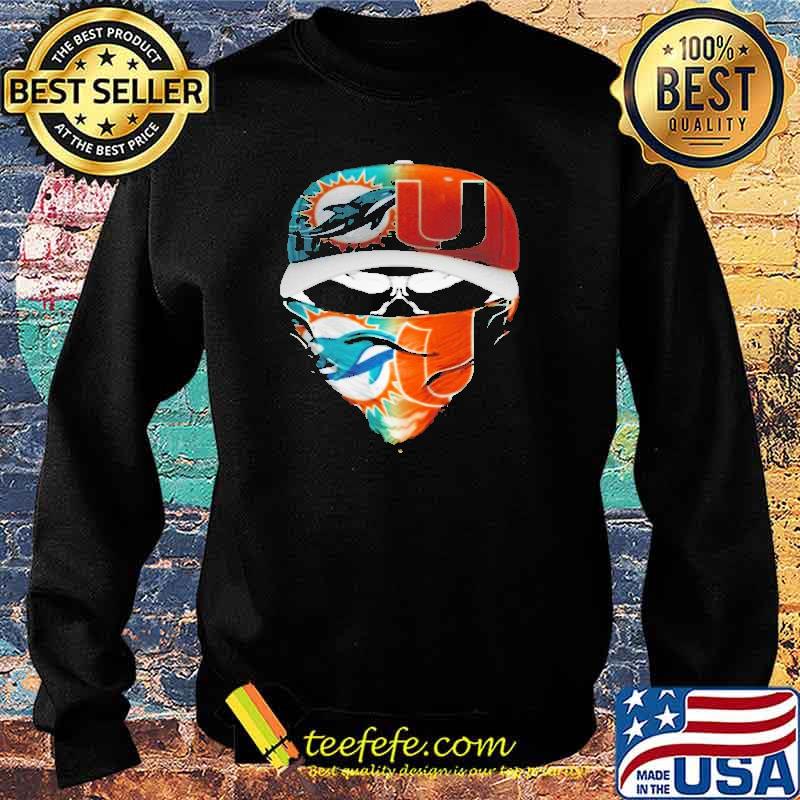 Skull Miami Dolphins and Miami Hurricanes s Sweater Skull Miami Dolphins and Miami Hurricanes s Sweater