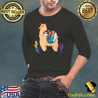 Sloth Riding Llama Lazy Napping Sleepy Sloth Llama T-Shirt