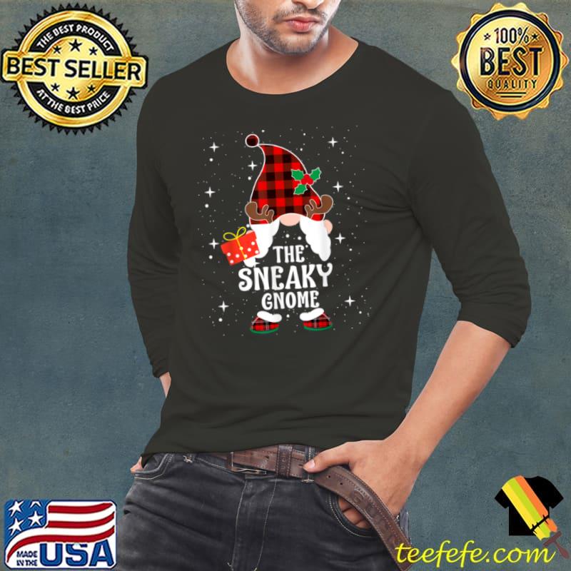 Sneaky Gnome Buffalo Plaid Matching Family Christmas Pajama T Shirt