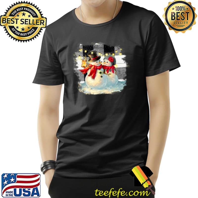 Snowman and Snowwoman Cute Couple at Christmas T-Shirt Unisex Snowman and Snowwoman Cute Couple at Christmas T-Shirt Unisex