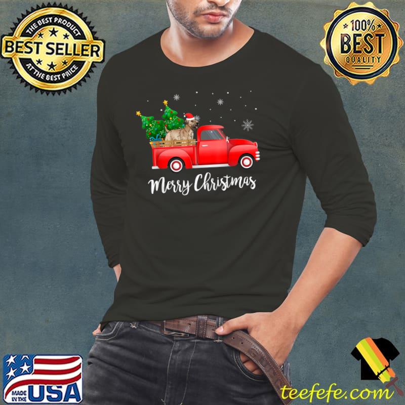 Soft Coated Wheaten Terrier Dog Riding Red Truck Christmas T-Shirt Long Sleeve Tee Soft Coated Wheaten Terrier Dog Riding Red Truck Christmas T-Shirt Long Sleeve Tee