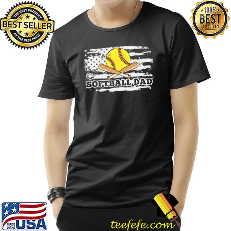Softball Dad American Flag 4Th Of July Softball Player shirt
