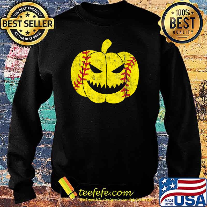 Softball Player Scary Pumpkin Vintage Costume Halloween T-Shirt Sweater Softball Player Scary Pumpkin Vintage Costume Halloween T-Shirt Sweater