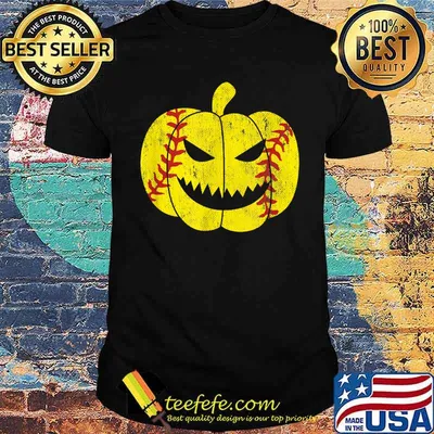 Softball Player Scary Pumpkin Vintage Costume Halloween T-Shirt