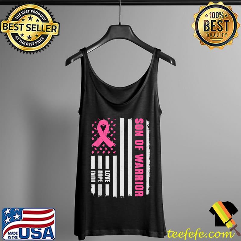 Son Of Warrior American Flag Breast Cancer Awareness T-Shirt Tank Top Son Of Warrior American Flag Breast Cancer Awareness T-Shirt Tank Top