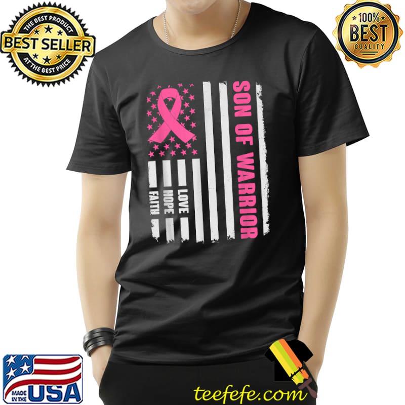 Son Of Warrior American Flag Breast Cancer Awareness T-Shirt Unisex Son Of Warrior American Flag Breast Cancer Awareness T-Shirt Unisex