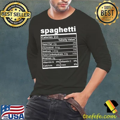 Spaghetti Nutrition Facts Funny Thanksgiving Christmas Food T Shirt