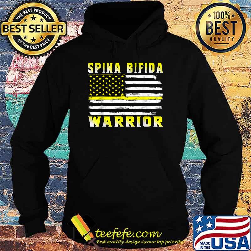 Spina Bifida Warrior USA Flag American Yellow Awareness T-Shirt Hoodie Spina Bifida Warrior USA Flag American Yellow Awareness T-Shirt Hoodie