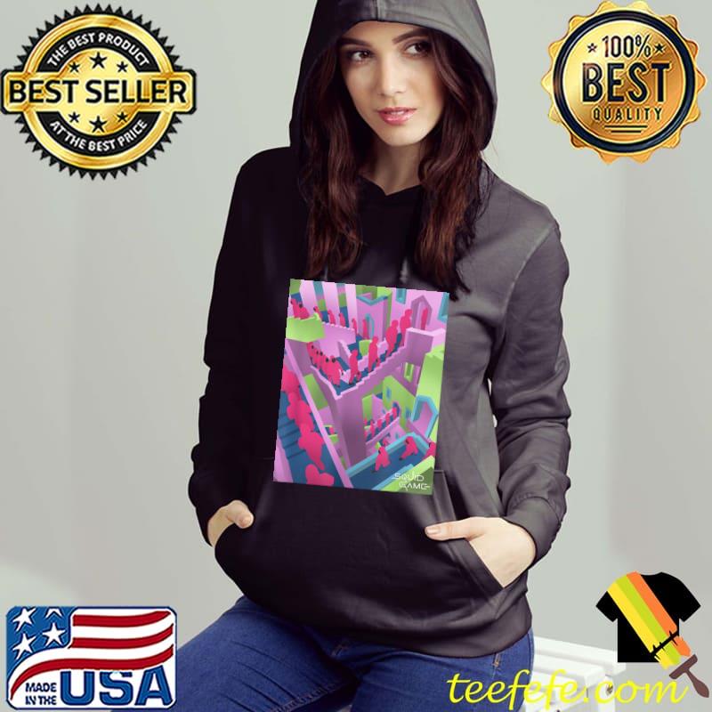 Squid Game Guards Stairs Neon Poster T-Shirt Hoodie Squid Game Guards Stairs Neon Poster T-Shirt Hoodie