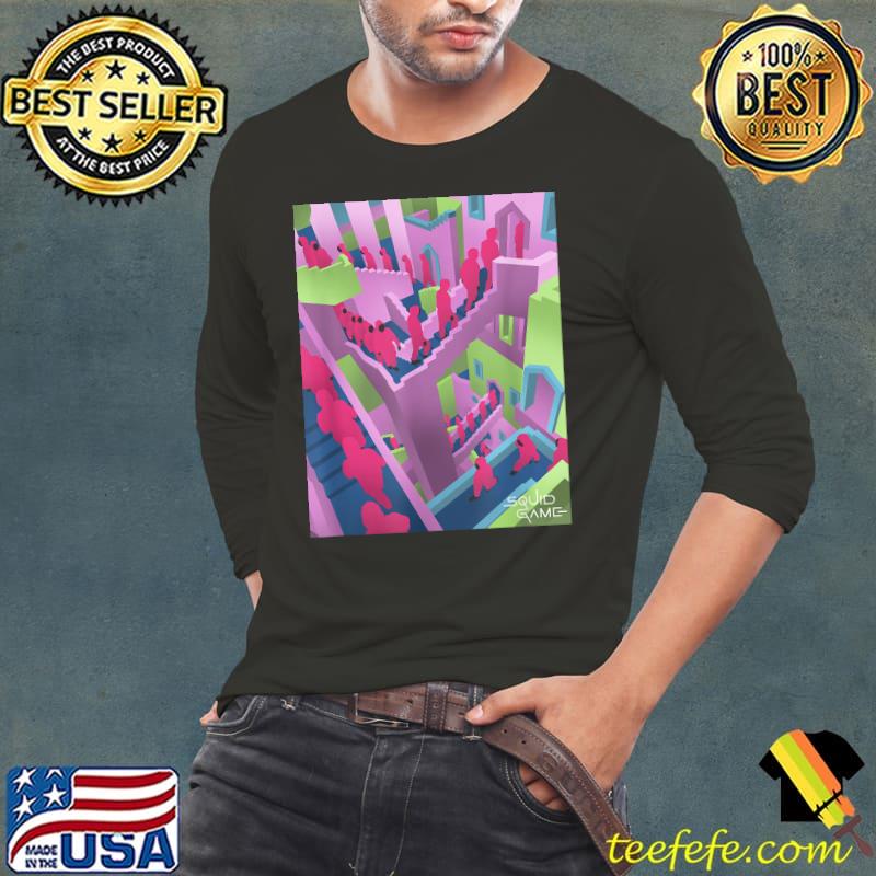 Squid Game Guards Stairs Neon Poster T-Shirt Squid Game Guards Stairs Neon Poster T-Shirt