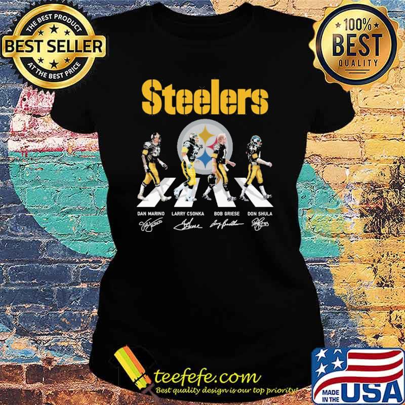 Steelers Dan Marino Larry Csonka Bob Griese Don Shula Signature Shirt Ladies tee Steelers Dan Marino Larry Csonka Bob Griese Don Shula Signature Shirt Ladies tee