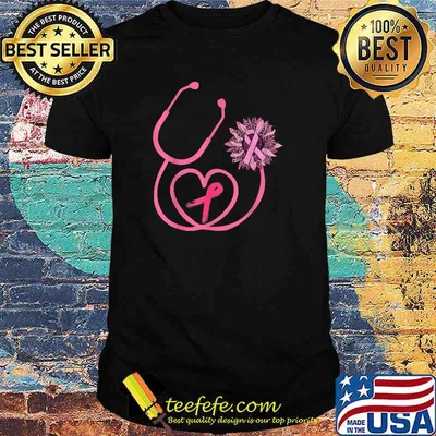 Stethoscope Pink Ribbon Breast Cancer Awareness Month Nurse T-Shirt