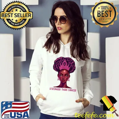 Stronger Than Breast Cancer Pink Ribbon Black Women Queen T-Shirt