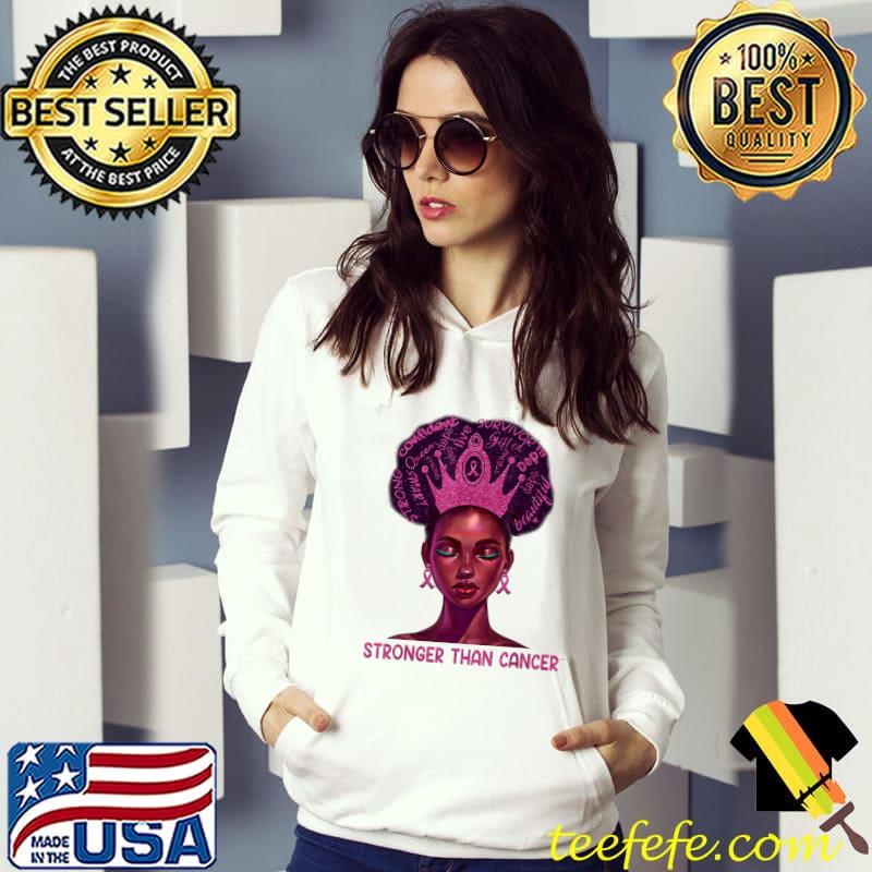 Stronger Than Breast Cancer Pink Ribbon Black Women Queen T-Shirt