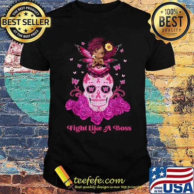 Sugar Skull Fight Breast Cancer Awareness Like A Girl T-Shirt