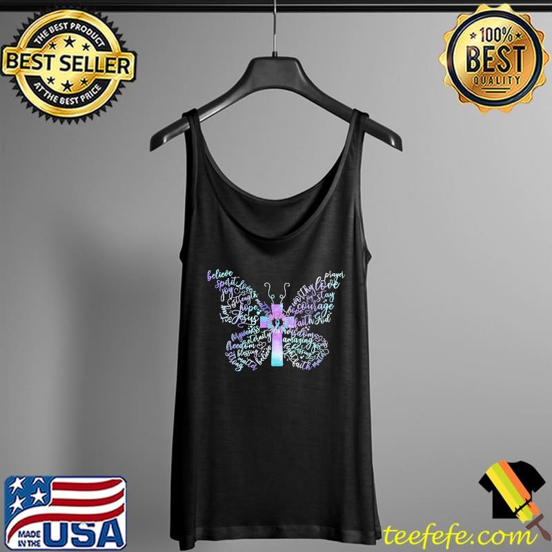 Suicide Prevention Awareness Teal And Purple Cross And Butterfly Shirt Tank Top Suicide Prevention Awareness Teal And Purple Cross And Butterfly Shirt Tank Top
