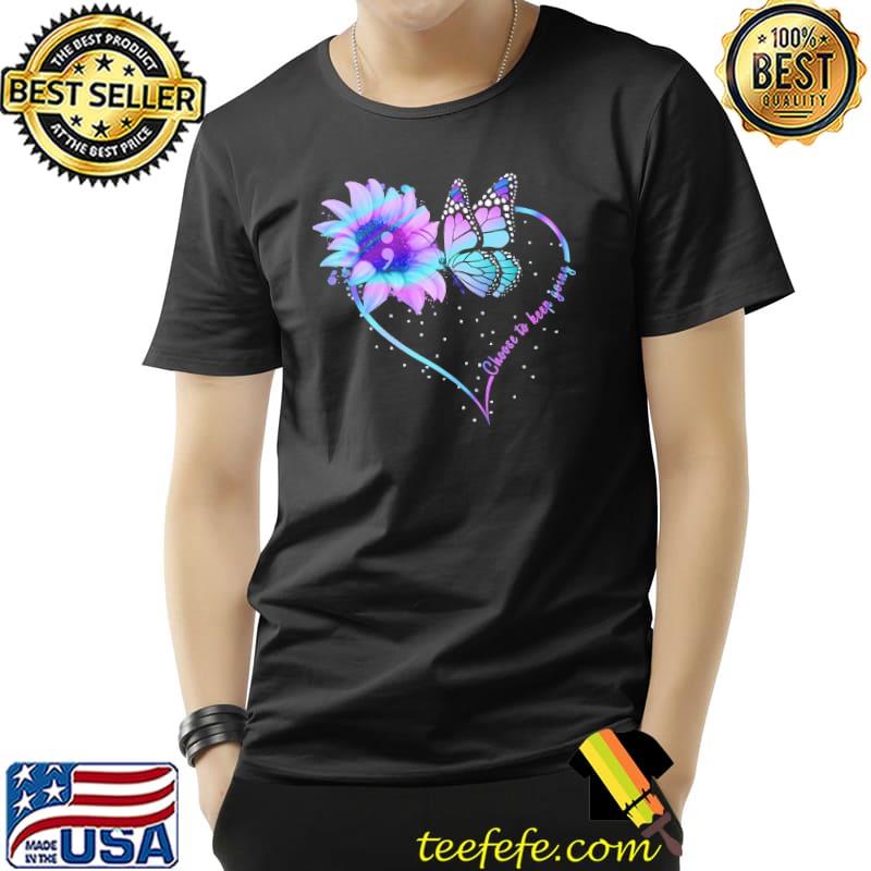 Suicide Prevention Awareness Teal And Purple Flower And Butterfly Choose To Keep Going Flower Butterfly Shirt Unisex Suicide Prevention Awareness Teal And Purple Flower And Butterfly Choose To Keep Going Flower Butterfly Shirt Unisex