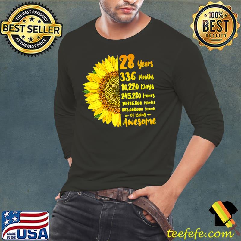 Sunflower 28th Birthday 28 Years 336 Months Of Being Awesome Premium T-Shirt Sunflower 28th Birthday 28 Years 336 Months Of Being Awesome Premium T-Shirt